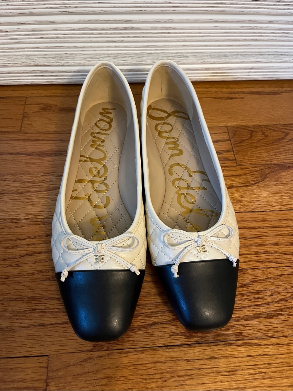 Sam Edelman Two-Tone Quilted Ballet Flats in White and Black
